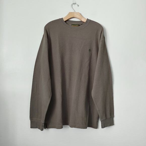 Timberland Waffle Crewneck Tee Long Sleeve Top Green Size XL - Picture 1 of 14